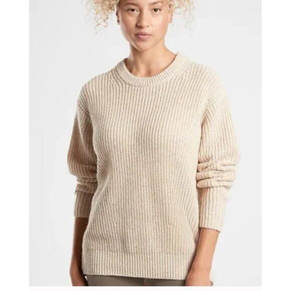 Athleta Crew Sweater Wool Blend Coconut Cascades #632076 Size XS - Picture 1 of 6